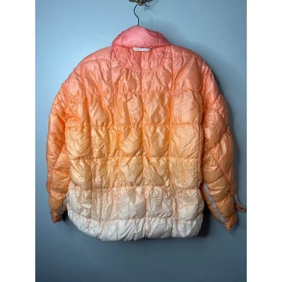 Free People Orange and Pink Puffer Jacket - Picture 5 of 6
